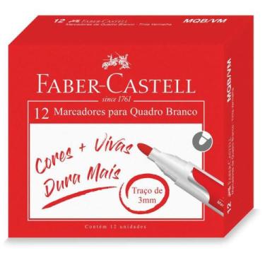 Imagem de Pincel para Quadro Branco Vermelho Caixa com 12 - Faber Castell