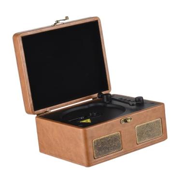 Imagem de Leitor de CD, Alto-falantes Duplos HiFi Sound USB TF Portátil Sem Fio, para Casa, Escritório (Marrom)