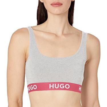 Imagem de HUGO Sutiã feminino elástico de algodão com logotipo ousado, Pena cinza mesclado, P