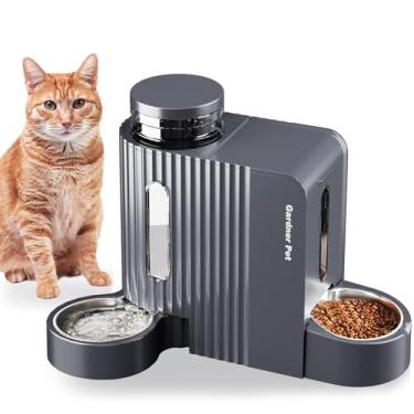 Imagem de Comedouro e bebedouro automático Gardner Pet, conjunto 2 em 1 em aço inoxidável, grande capacidade, abastecimento por gravidade, para cães, filhotes, gatos, coelhos