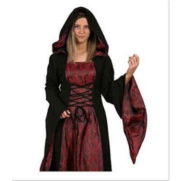 Imagem de Vestido feminino medieval Mona por CALVINA Costumes - Feito na Turquia, Preto, X-Large