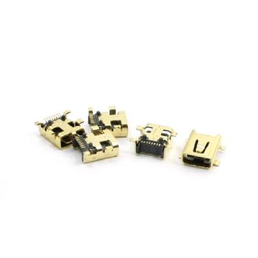 Imagem de uxcell 8 pinos mini conector USB soquete fêmea tipo SMT tom dourado 5 peças