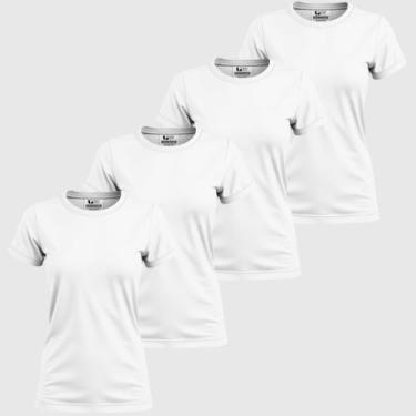 Imagem de Kit 4 Camisa Camiseta Feminina Algodão Blusinhas Elegantes Basica Lisa