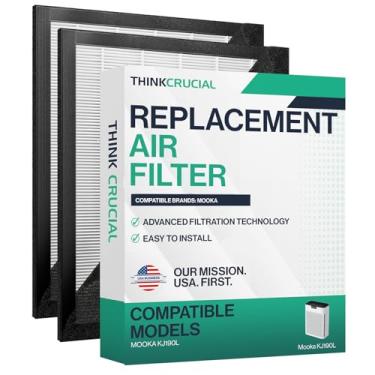 Imagem de Think Crucial Purificador de ar de alta eficiência filtro HEPA de substituição com filtro de carbono compatível com MOOKA modelo KJ190L - fácil instalação (pacote com 2)
