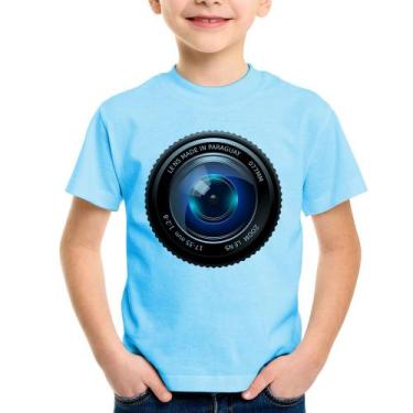 Imagem de Camiseta Infantil Lente Câmera - Foca na Moda, Azul bebê, 12