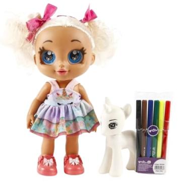 Imagem de Boneca Club Girls Pintura com Unicórnio Personalize a Boneca e o Unicórnio com Canetinhas Laváveis Brinquedo Criativo Educativo para Crianças