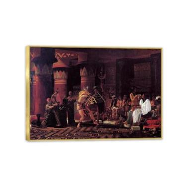 Imagem de MOBYAT Moldura dourada Passatempos no Egito Antigo por Lawrence Alma Tadema Prints, reprodução de pintura a óleo, impressão giclée em tela, arte de parede pronta para pendurar para decoração de quarto