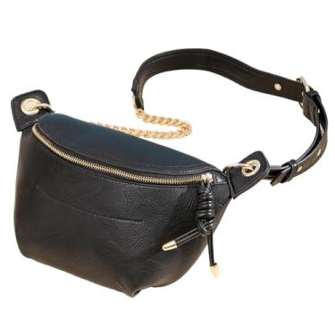Imagem de Pochete feminina, bolsa de cintura vintage de poliuretano para compras, Preto, Uniform Size