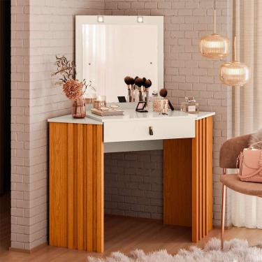 Imagem de Penteadeira de Canto com Espelho Glitter 1 gv Cinamomo e Off White