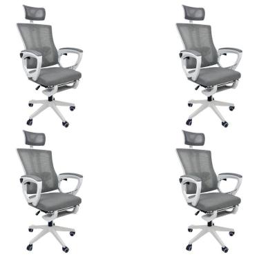 Imagem de Kit 4 Cadeiras de Escritório Presidente Executiva Oficial Paris Cinza
