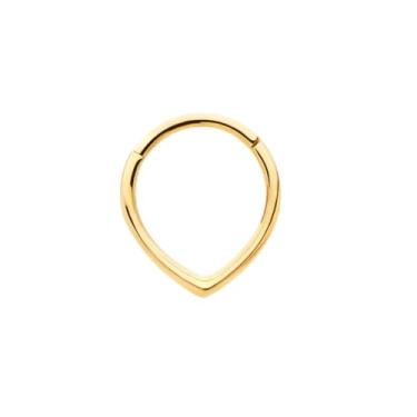 Imagem de Pierced Owl 16GA 24KT Ouro PVD ASTM F-136 Grau Implante Titânio Forma de Gota Anel Clicker Segmento Articulado, 16ga, Metal, Sem Pedra Preciosa