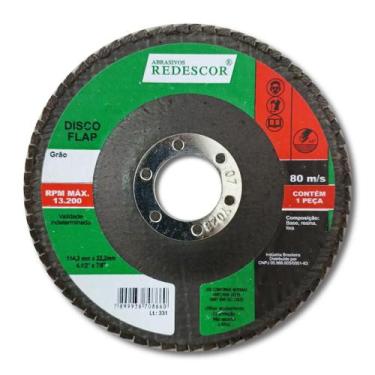 Imagem de Disco Flap Redescor Óxido de Alumínio 4.1/2" Grão 60 C/10Pc - Libus