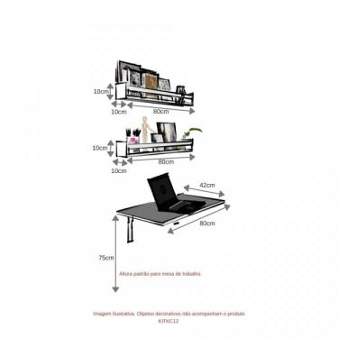 Imagem de Kit Com 1 Mesa Dobrável E 2 Prateleiras Bramov Móveis Branco