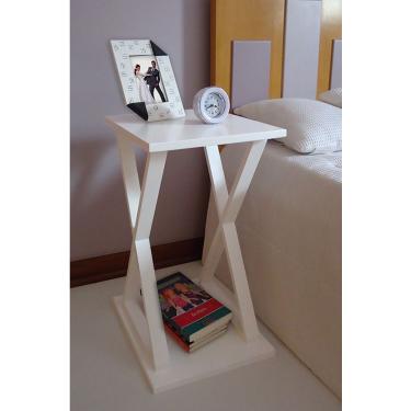 Imagem de Mesa X Lateral De Apoio Ou Mesa De Cabeceira Branco Laca