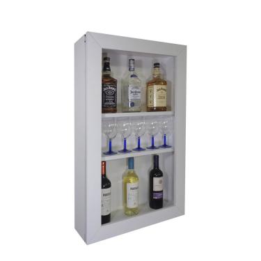 Imagem de Bar Adega Peq Para Vinhos E Bebidas Cristaleira Suspenso De Parede Para Sala Estar Ou Jantar Branco