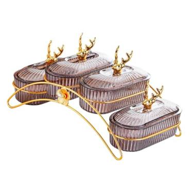 Imagem de Ｂｅｓｇａ Prato de frutas secas, prato de nozes com tampa, decoração para casa, fruteira, pratos para lanches, aperitivos, bandeja para servir comida para, Cinza Escuro