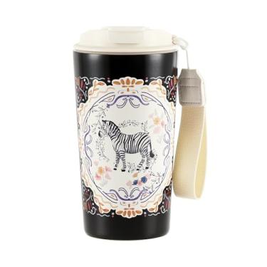 Imagem de Xícara de café de aço inoxidável 304 de 500 ml, 304ss, caneca de café Tritan, copo de café de aço inoxidável isolado, copo de café gelado reutilizável, caneca de viagem de café quente com canudo