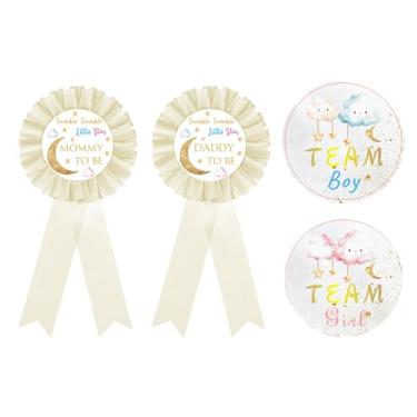 Imagem de Twinkle Twinkle Little Star Gênero Reveal Decorações - Idéias de revelação de gênero, Decoracion Para Revelacion De Sexo De Bebe, 2 PCS Broche de crachá Mommy & Daddy To Be e 40 PCS Adesivos de Time