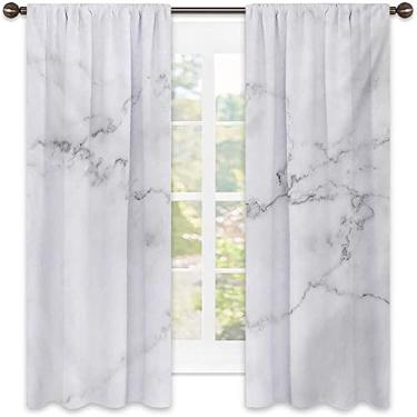 Imagem de Cortinas blecaute de mármore para quarto - Cortinas escurecidas com isolamento térmico para sala de estar, L 106 x C 150 cm cinza poeira