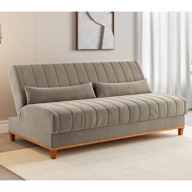 Imagem de Sofa Cama Veneza 1,80 Reclinável 3 Lugares Veludo Perola Casa Giulia, 