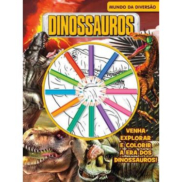 Imagem de Livro para Colorir Dinossauros Mundo da Diversão com Lápis de Cor