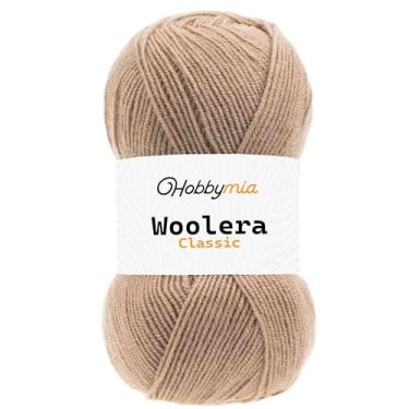 Imagem de HobbyMia Fio de lã Woolera Classic - 100 g / 307 jardas - (3) Peso DK - 75% acrílico, 25% lã (bege, 1 novelo)