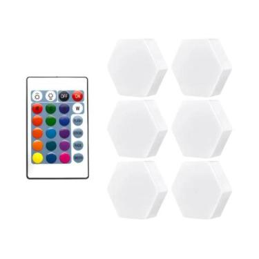 Imagem de RGB LED Hexágono Sensor De Toque Luz Noturna De Parede 6 Unidades Colo