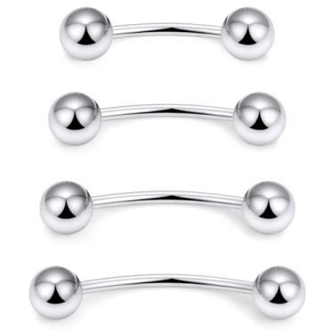 Imagem de Vqoxaggi Piercing de Olhos de Cobra, Língua, Aço Cirúrgico, Anéis de Língua, Olhos de Sapo, 16G, Piercing de Sobrancelha, Barra Curvada, Vertical, Labret, Bijuteria, Ponte, Piercings, Mulheres, Homens