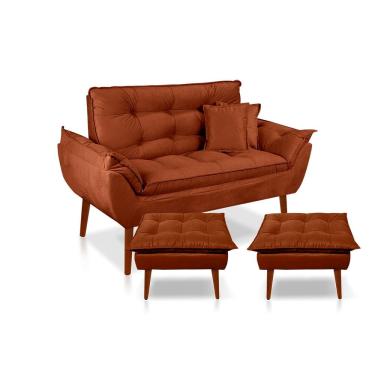 Imagem de Kit 01 Namoradeira Opala  02 lugares + 02 Puff  Opala + 02 Almofadas Suede Sala, Salão, recepção, quarto 