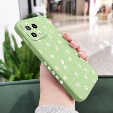 Imagem de Capa de celular com estampa de margaridas florais para Xiaomi 14 14T 13 13T 12 12X 12T 12S 11 11T 10 10T 9 9T Pro Lite, capa de silicone líquido, verde claro, para Xiaomi 10T Pro