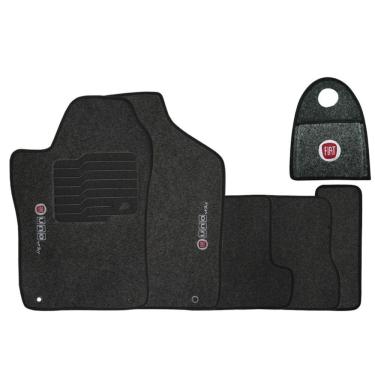 Imagem de Jogo Tapete Automotivo Carpete + Lixeira Fiat Uno Way 2011 à 2018 Soft Logo Bordado Grafite 6 Peças