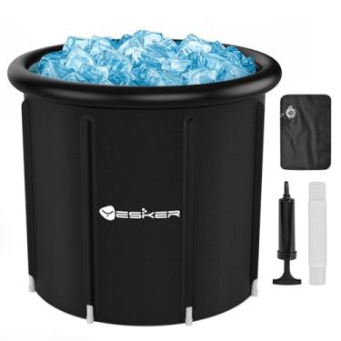 Imagem de Yesker Banheira de gelo com anel de ar, banheira portátil de várias camadas com tampa para atletas, dobrável e inflável, banheira quente para uma pessoa na academia, quintal, casa, uso ao ar livre