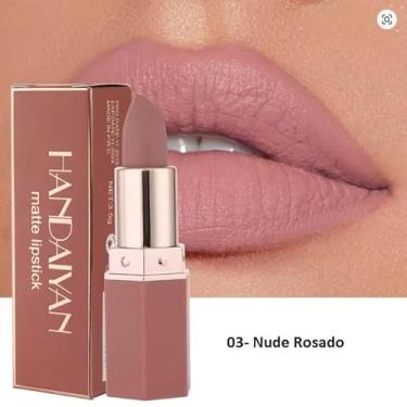 Imagem de Batom Matte acabamento em veludo de longa duração, cor labial fosca suave, à prova d'água, à prova de manchas (03- Nude Rosado)