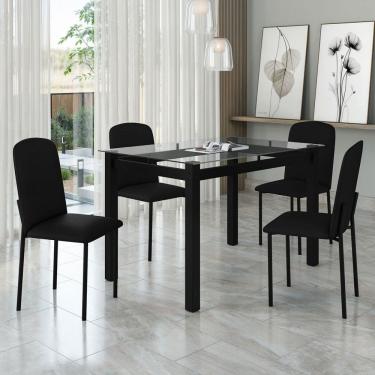 Imagem de Mesa de Jantar 4 Lugares Tokio Classic com Vidro Preto - Art Panta