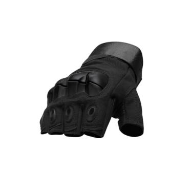 Imagem de Luva Militar Tática Airsoft Paintball Meio Dedo Esportiva Verde (Preto, Médio)