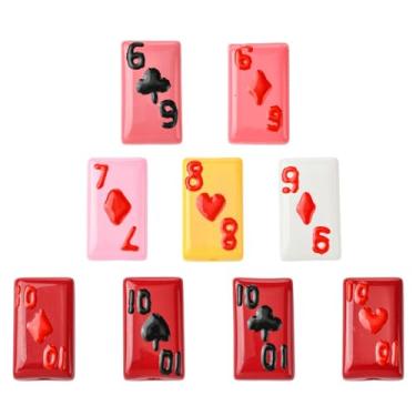 Imagem de UR URLIFEHALL 9 peças, 9 cores, cartão de pôquer, abajur, contas esmaltadas feitas à mão, pá, coração clube, contas para pulseira, colar, fabricação de joias