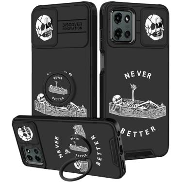 Imagem de Goocrux Capa para Moto G 5G 2025 - Capa de telefone feminina bonita exclusiva design legal capa de câmera deslizante com suporte de anel capas para Motorola G 5G 2025, crânio deitado