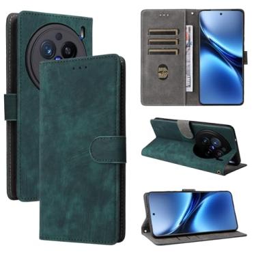 Imagem de Capa compatível com Vivo X200 Pro 5G, compatível com capa de telefone Vivo X200 Pro 5G, couro PU, capa flip verde