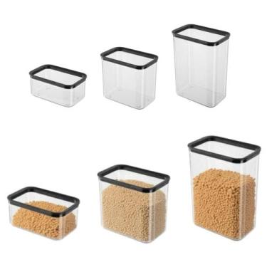 Imagem de Conjunto 3 Potes Herméticos de Plástico Casa Cozinha Organizada Armári