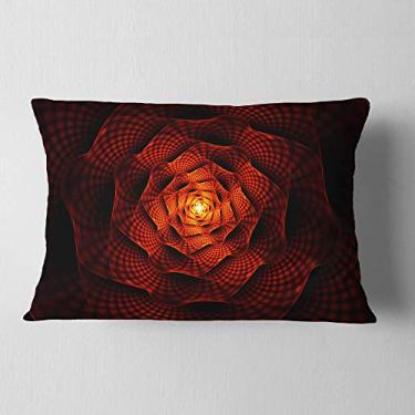 Imagem de Designart Fractal Red Passion' Flower Throw Lombar, Sofá, Almofada de Alta Qualidade + Capa de Almofada Impressa em ambos os lados 30 x 50 cm