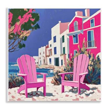 Imagem de Stupell Industries Cadeira de praia Meetup em placa de parede rosa design artístico por Annabelle Hall, 12 x 12
