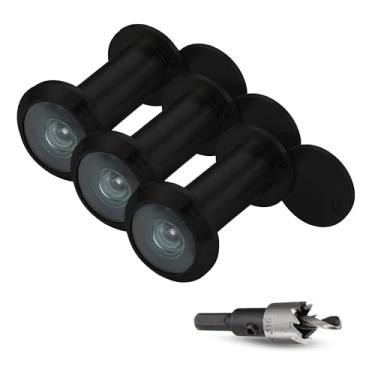 Imagem de MomsUnited Olho mágico de porta para porta da frente – Visualizador preto fosco com capa de privacidade para maior segurança, orifício de visualização fácil de instalar, ângulo de visão amplo de 200°