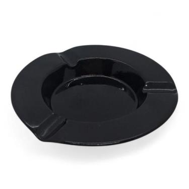 Imagem de Cinzeiro Redondo Preto Brilhante de Alumínio Resistente 10cm - Flash
