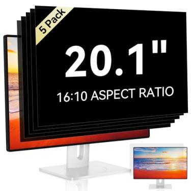 Imagem de [Pacote com 5] Tela de privacidade de computador de 20,1 polegadas para monitor widescreen 16:10, proteção antirreflexo antirUV para os olhos, filtro de monitor de LED para PC, película removível