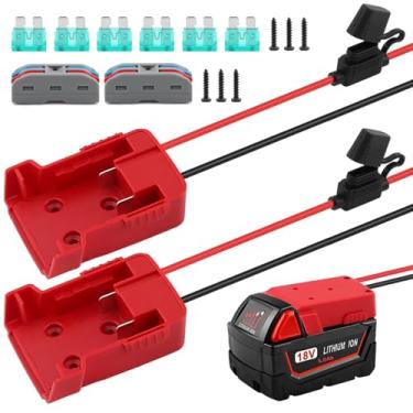 Imagem de 2 peças de adaptador de bateria Power Wheels com 6 fusíveis e 2 terminais de fios, conector de alimentação adaptador de bateria M18 para caminhão de carro DIY RC, acessórios de peças de ferramentas