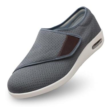 Imagem de youyun Sapatos ortopédicos para mulheres, tênis de ajuste largo para diabéticos, fascite plantar e suporte para pés inchados, leve, confortável e respirável (tamanho 36 a 44), Cinza escuro, 8.5 Wide