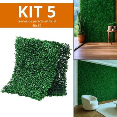 Imagem de Kit 5 Placa Grama Parede Artificial Jardim Decoração 60X40Cm - Revomax