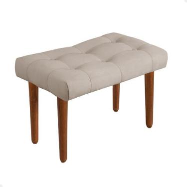 Imagem de Puff Banqueta Decorativa Estofada Para Quarto Sala Pés Madeira Maciça 