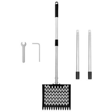 Imagem de Pá de cocô de galinha 2 em 1, pá de peneira leve para galinheiro, alça ajustável de 150 cm, peneira de metal para limpador de galinheiro de areia, colher de areia para vários animais de estimação para