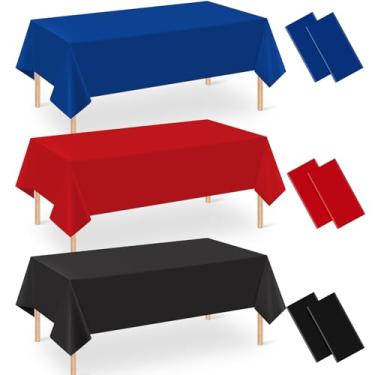 Imagem de Denwiller 6 peças de toalha de mesa de festa vermelha, azul e preta, toalha de mesa descartável, de plástico, aranha, vermelha, azul, preta, capa de mesa para piquenique, formatura, festa de